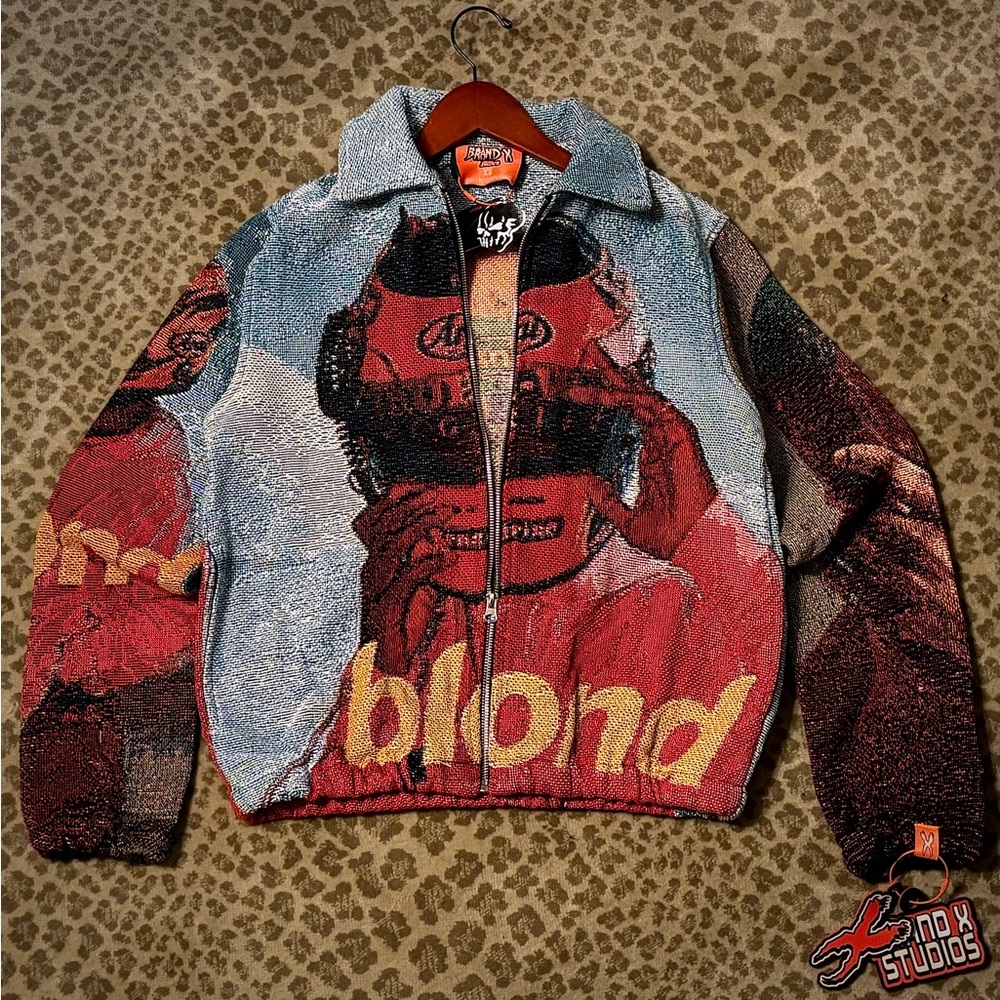 Frank Ocean Blond Graphic Zip-Up Jacket with Red and Blue Artwork